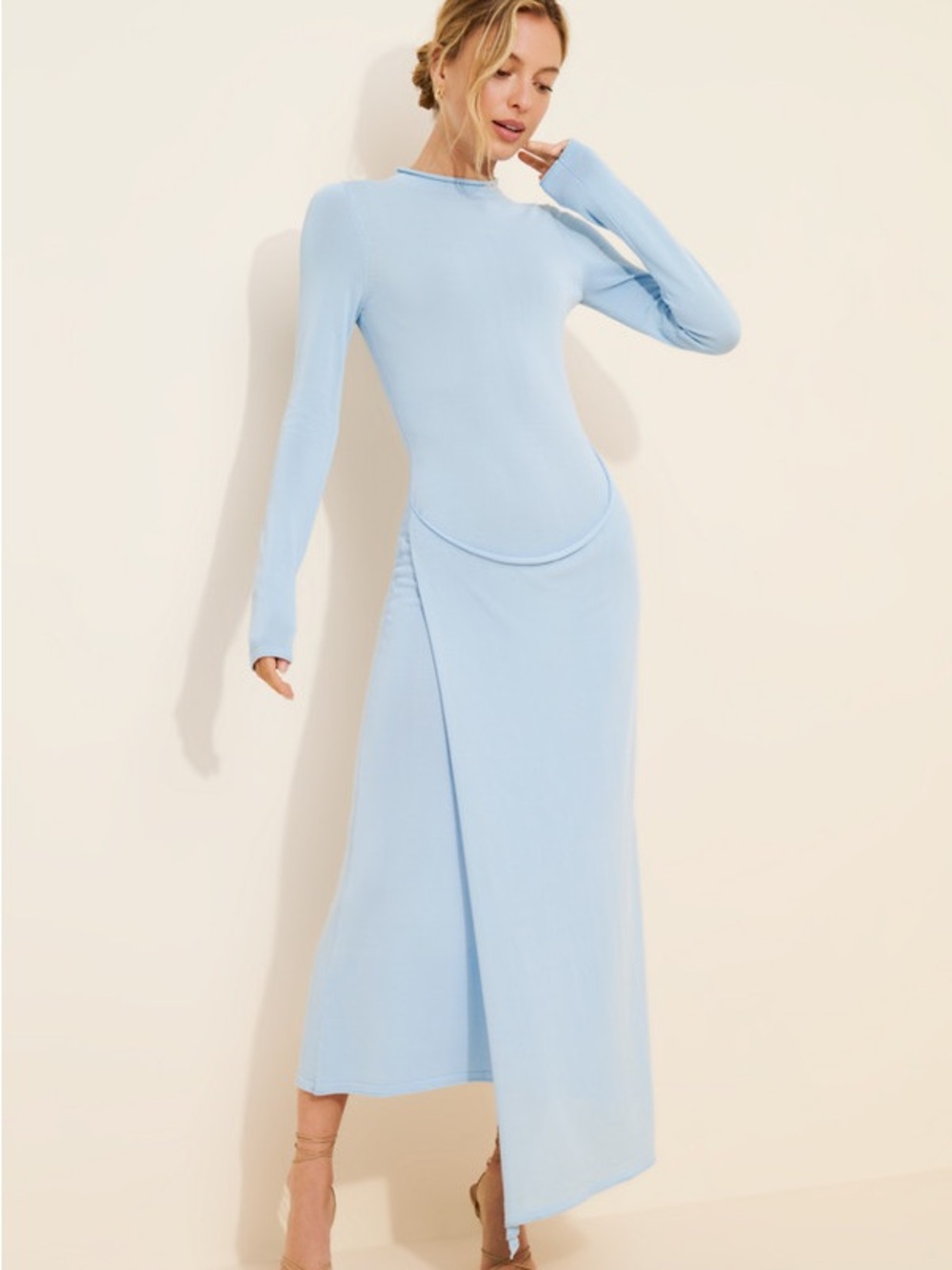 Resolution Maxi Dress - Light Blue Long Sleeve Maxi Dress - Women